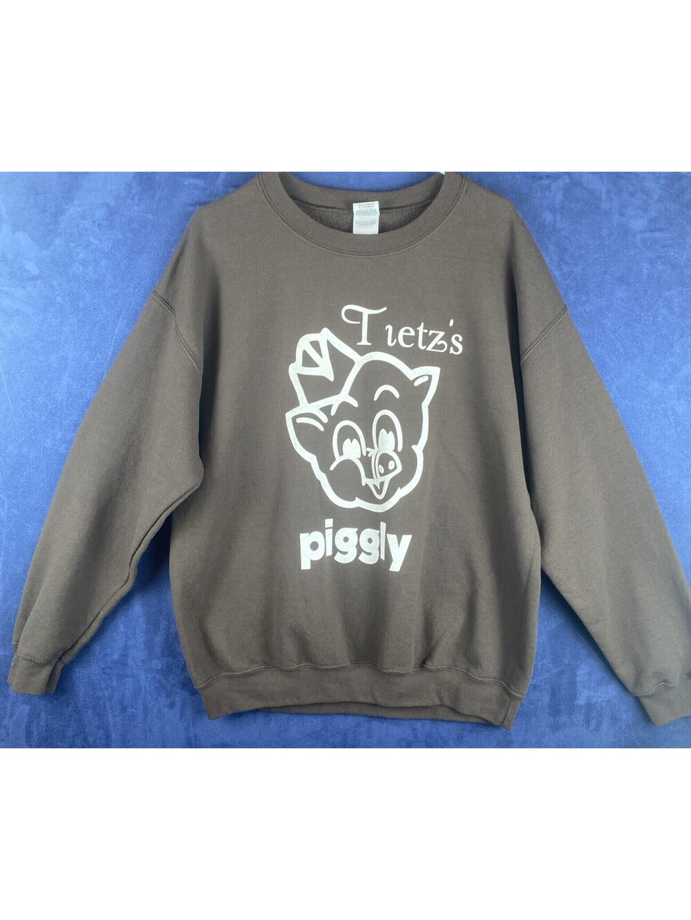 VINTAGE RETRO 90s Brown Piggy Wiggy USA SWEATER CREW SWEATSHIRT Sz L